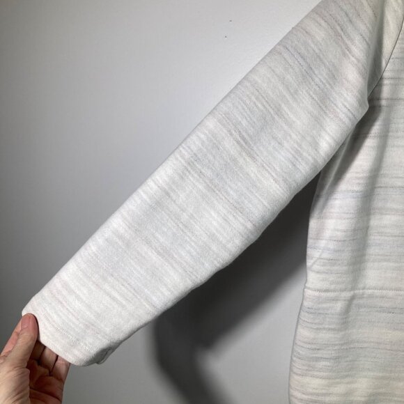 Womens Pure Jill V Neck Hoodie White Gray Striped Inner Brown Blue L Cotton Kang - Picture 8 of 9